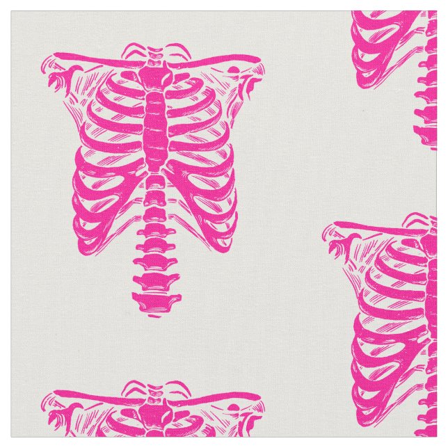 Tecido halloween Skeleton Rib Cage rosa (Detalhe)