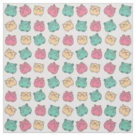 Tecido Hamsters Kawaii Bonitos Amarelo, Rosa, Verde Padrã