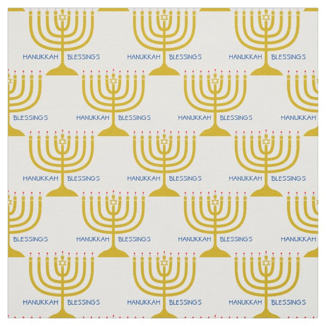 Tecido HANUKKAH BLESSINGS | Texto Personalizável Menorah (Modelo)