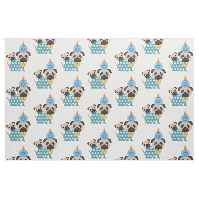 Tecido Hanukkah Pugs (Fat Quarter)