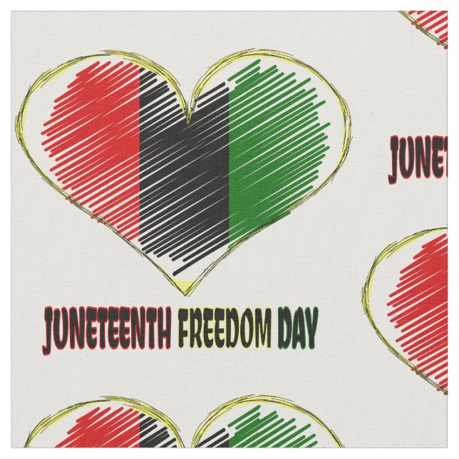 Tecido happy juneteenth african flag heart (Detalhe)