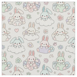 Tecido Happy Kawaii Bunny