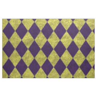Tecido Harlequin roxo & Dourado do bobo da corte