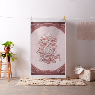 Tecido Harmonia a rosa, uma majestosa e estilizada clave 