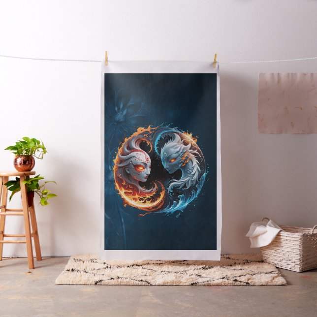 Tecido Harmonia elementar, yin e yang da natureza. (In Situ)