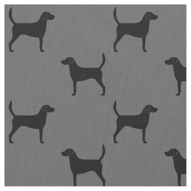 Tecido Harrier Dog Silhouettes Cinzas e Preto Padrão (Detalhe)