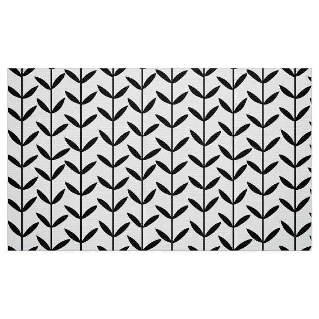 Tecido Hastes da folha - preto no branco (Fat Quarter)