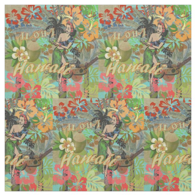Tecido Hawaii Flower Hula Vintage - Gráfico Floral (Modelo)