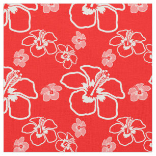 Tecido Hawaiian vermelho do hibiscus