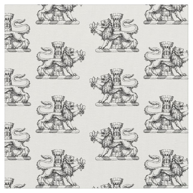 Tecido Heraldic Lion Tower Fleur de Lis Crest Emblem (Detalhe)