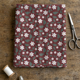 Tecido Herança Moderna Daisy Floral Vermelho Escuro & Ver