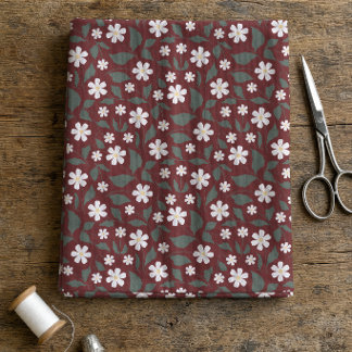 Tecido Herança Moderna Daisy Floral Vermelho Escuro & Ver