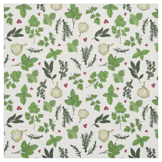 Tecido Herb Garden Kitchen - Padrão Culinário de Plantas (Modelo)