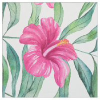 hibisco rosa com padrão tropical das folhas verdes
