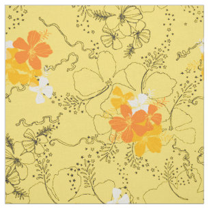 Tecido Hibiscus Floral do Havaí do Jardim da Meia-Noite