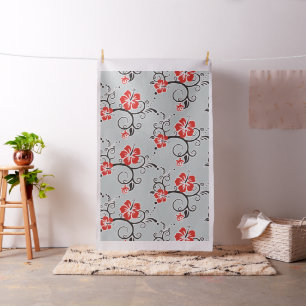 Tecido Hibiscus & Gecko Decor comum + sua cor de fundo