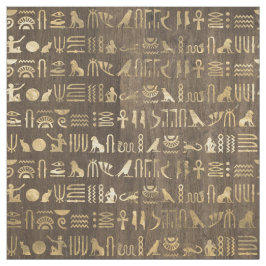 Tecido Hieróglifos Dourados do Egito em Brown