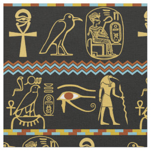 Tecido Hieroglifos Egípcios Olhos De Azulejo Horus