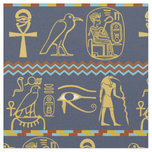 Tecido Hieroglifos Egípcios Olhos De Azulejo Horus