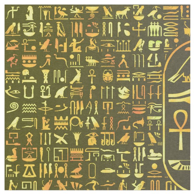 Tecido Hieroglyphics Dourados (Detalhe)