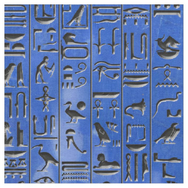 Tecido Hieroglyphics no Lazuli de Lapis (Detalhe)