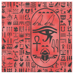 Tecido Hieroglyphics vermelhos