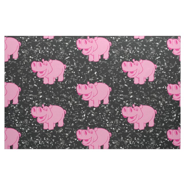 Tecido Hipopótamo Rosa Cute Hipopotâmico Rosto Sorrindo (Fat Quarter)