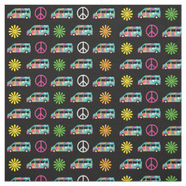 Tecido Hippie Bus Peace Sign 70s