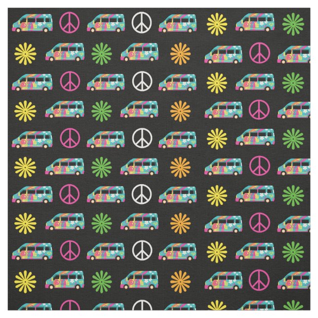 Tecido Hippie Bus Peace Sign 70s (Modelo)