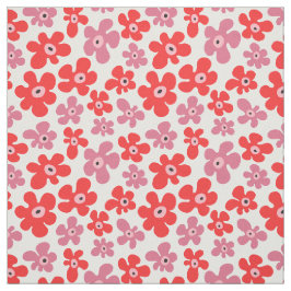 Tecido Hippie Flores Vermelhos Cor-de-rosa Padrão Floral