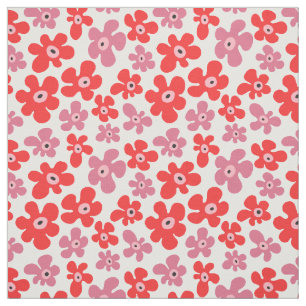 Tecido Hippie Flores Vermelhos Cor-de-rosa Padrão Floral