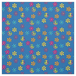 Tecido Hippie Peace and Flower Chá