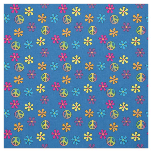 Tecido Hippie Peace and Flower Chá (Modelo)