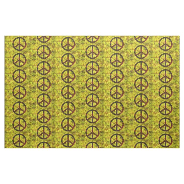 Tecido hippie rancho 70 do símbolo da paz padrão #2 amare (Fat Quarter)