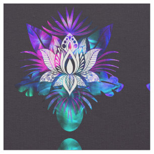 Tecido Hipster Retro-Tech Teto Roxo De Flor De Lotus Com 
