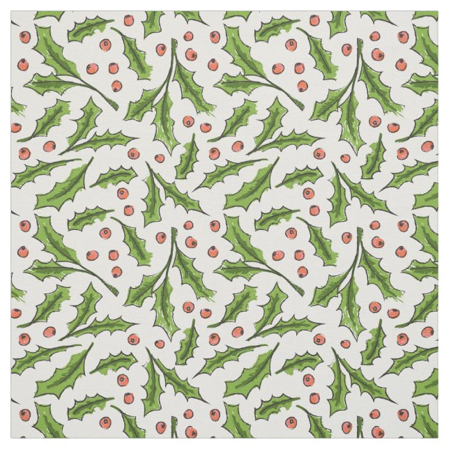 Tecido Holly Berry Sprig Pattern (Modelo)