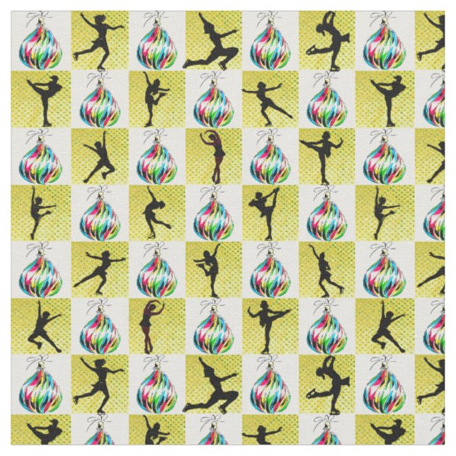 TECIDO HOLLY JOLLY FIGURE SKATER CHRISTMAS DESIGN (Detalhe)