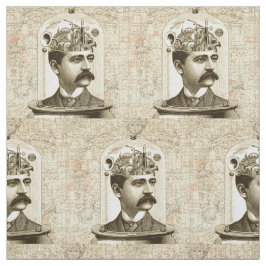 Tecido Homem-bigode com o cérebro do relógio Steampunk