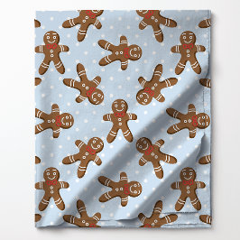 Tecido Homem de Biscoito de gengibre Pontos em Azul Natal
