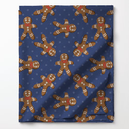 Tecido Homem de Biscoito de Natal Bolinha em Azul-Navio
