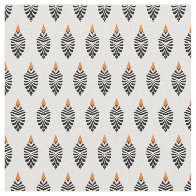 Tecido Hoopoe Bird - Padrão Geométrico em Branco (Detalhe)