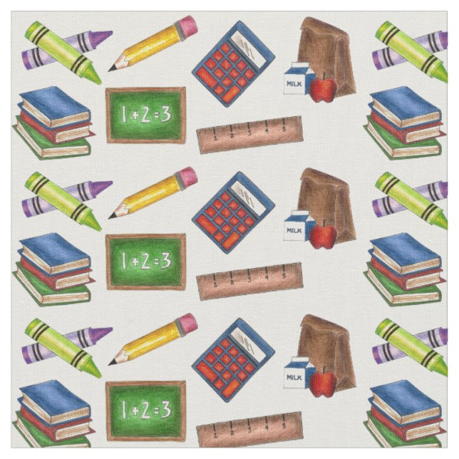 Tecido Horário escolar Calculadora Calculadora Lápis de R (Detalhe)