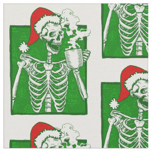 Tecido horror do esqueleto de café de natal gótico
