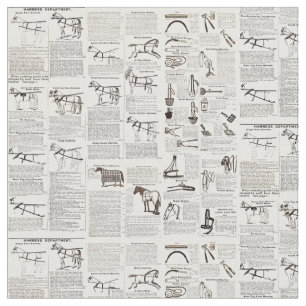 Tecido Horse Antique Advertising Newpaper Art