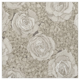 Tecido hortênsia rosa floral couro prata chá