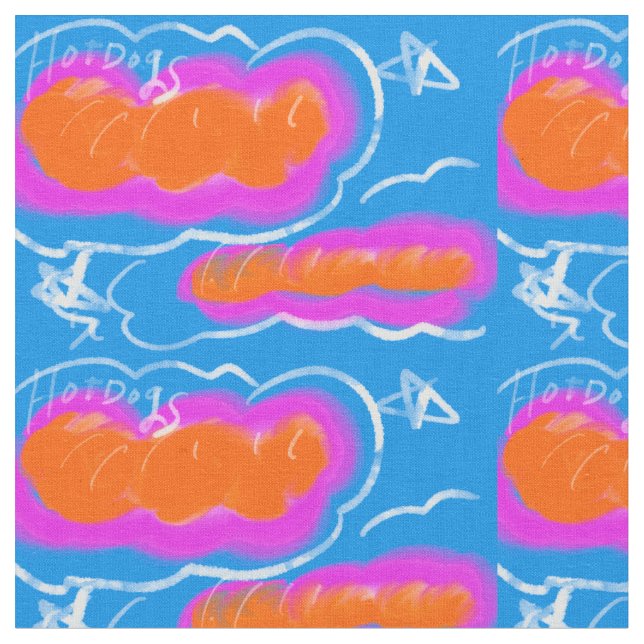 Tecido Hotdog blue,Pink,orange (Detalhe)