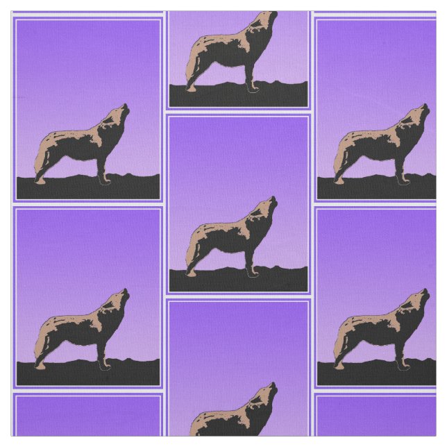 Tecido Howling Wolf at Sunset - Arte original sobre a vid (Modelo)