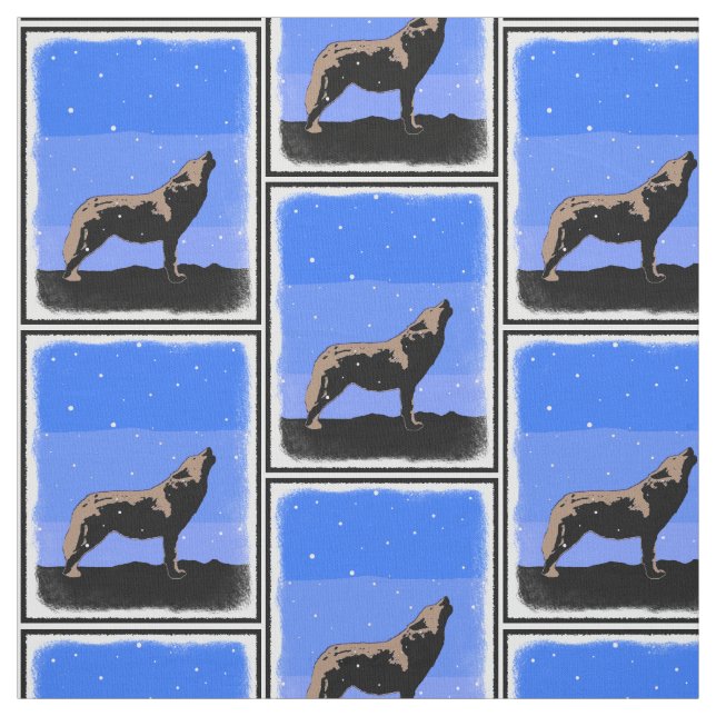 Tecido Howling Wolf no inverno - Arte original sobre a vi (Modelo)