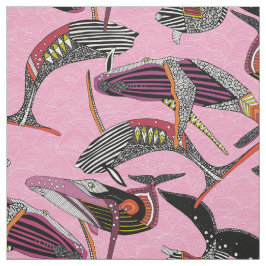 Tecido humpback whales pastel magenta