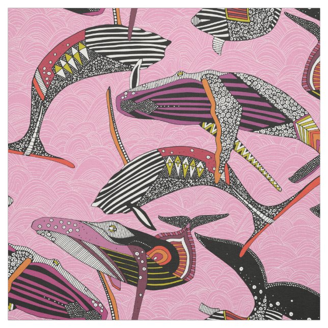 Tecido humpback whales pastel magenta (Modelo)